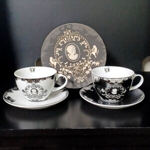 Spooky victorian porcelain coffee cup & saucer set goth gothic Plasticland